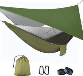 Hammock with Mosquito Net, 114X54 Inch Outdoor Camping Hammocks with Large Tarp for Waterproof Lightweight Camping Hammock Tent 440 LBS Load Capacity for Hiking Picnic Courtyard