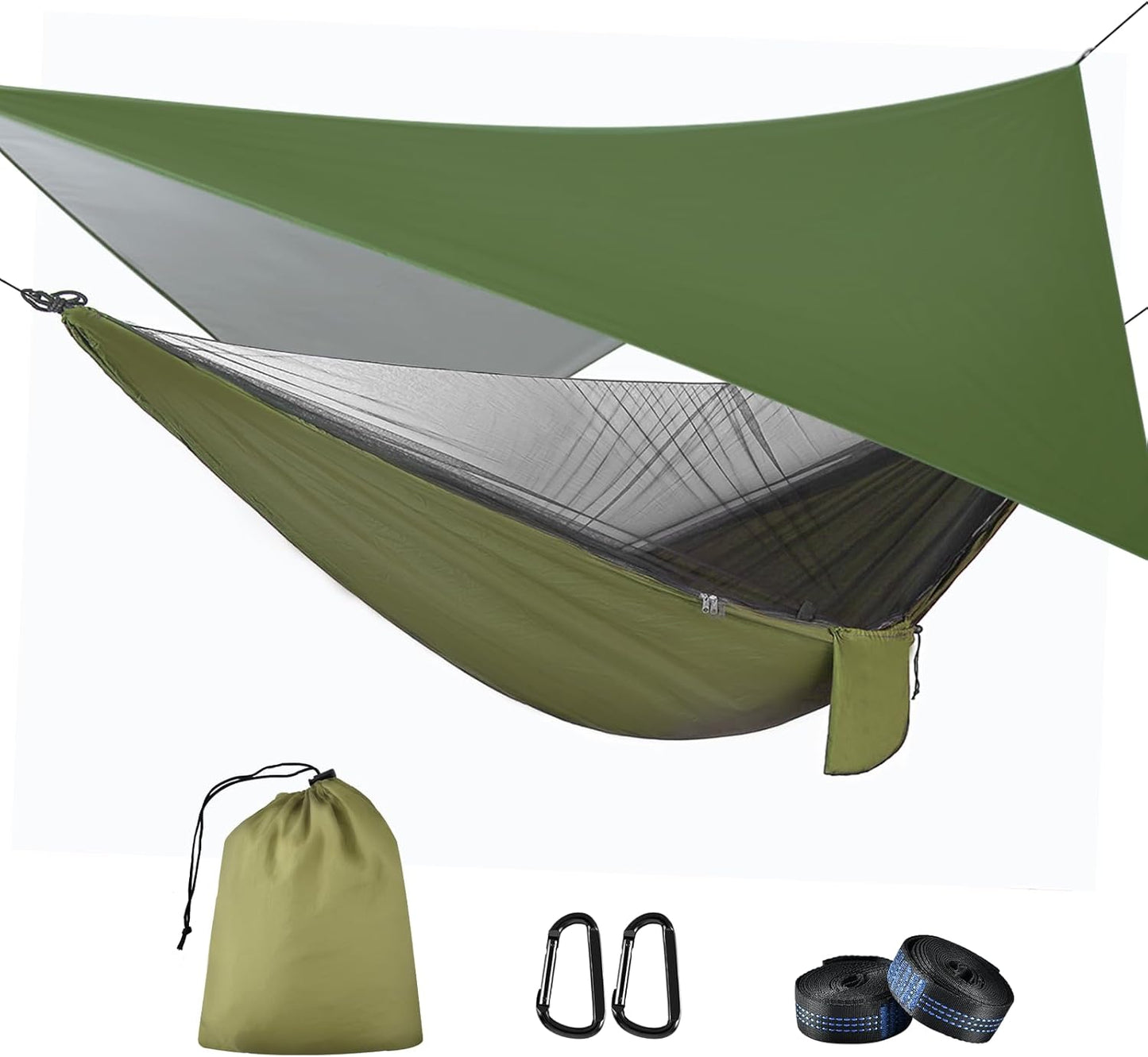 Hammock with Mosquito Net, 114X54 Inch Outdoor Camping Hammocks with Large Tarp for Waterproof Lightweight Camping Hammock Tent 440 LBS Load Capacity for Hiking Picnic Courtyard
