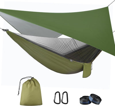 Hammock with Mosquito Net, 114X54 Inch Outdoor Camping Hammocks with Large Tarp for Waterproof Lightweight Camping Hammock Tent 440 LBS Load Capacity for Hiking Picnic Courtyard