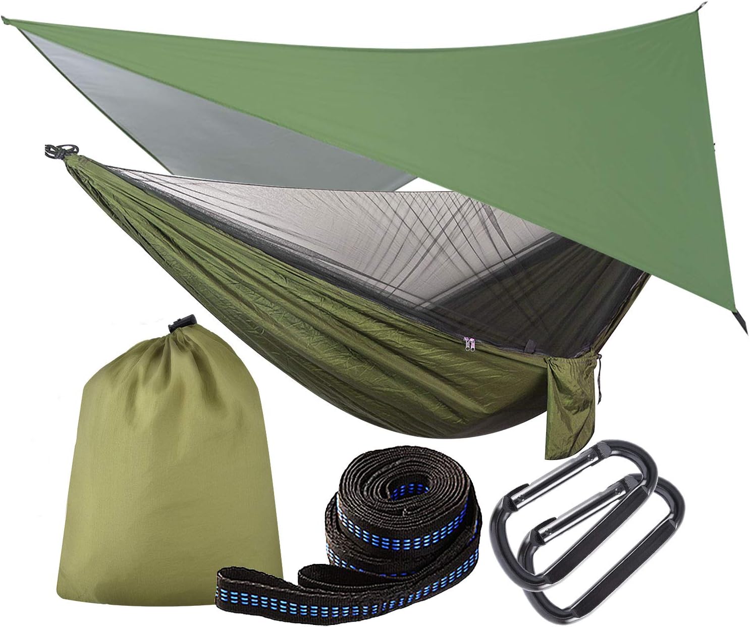 Hammock with Mosquito Net, 114X54 Inch Outdoor Camping Hammocks with Large Tarp for Waterproof Lightweight Camping Hammock Tent 440 LBS Load Capacity for Hiking Picnic Courtyard