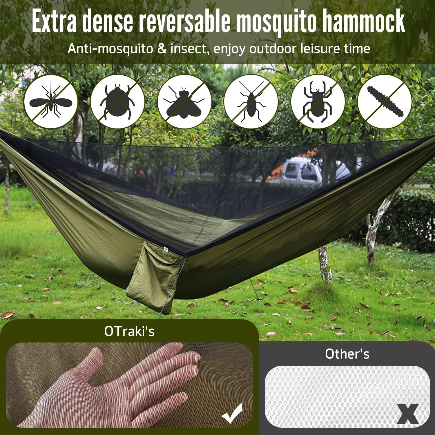 Hammock with Mosquito Net, 114X54 Inch Outdoor Camping Hammocks with Large Tarp for Waterproof Lightweight Camping Hammock Tent 440 LBS Load Capacity for Hiking Picnic Courtyard
