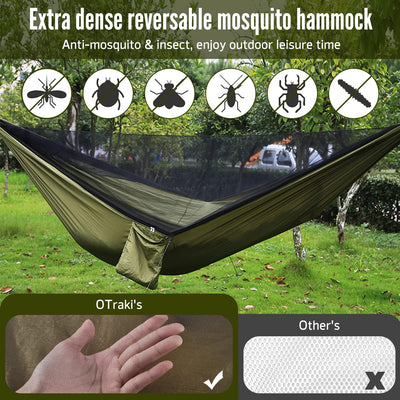 Hammock with Mosquito Net, 114X54 Inch Outdoor Camping Hammocks with Large Tarp for Waterproof Lightweight Camping Hammock Tent 440 LBS Load Capacity for Hiking Picnic Courtyard