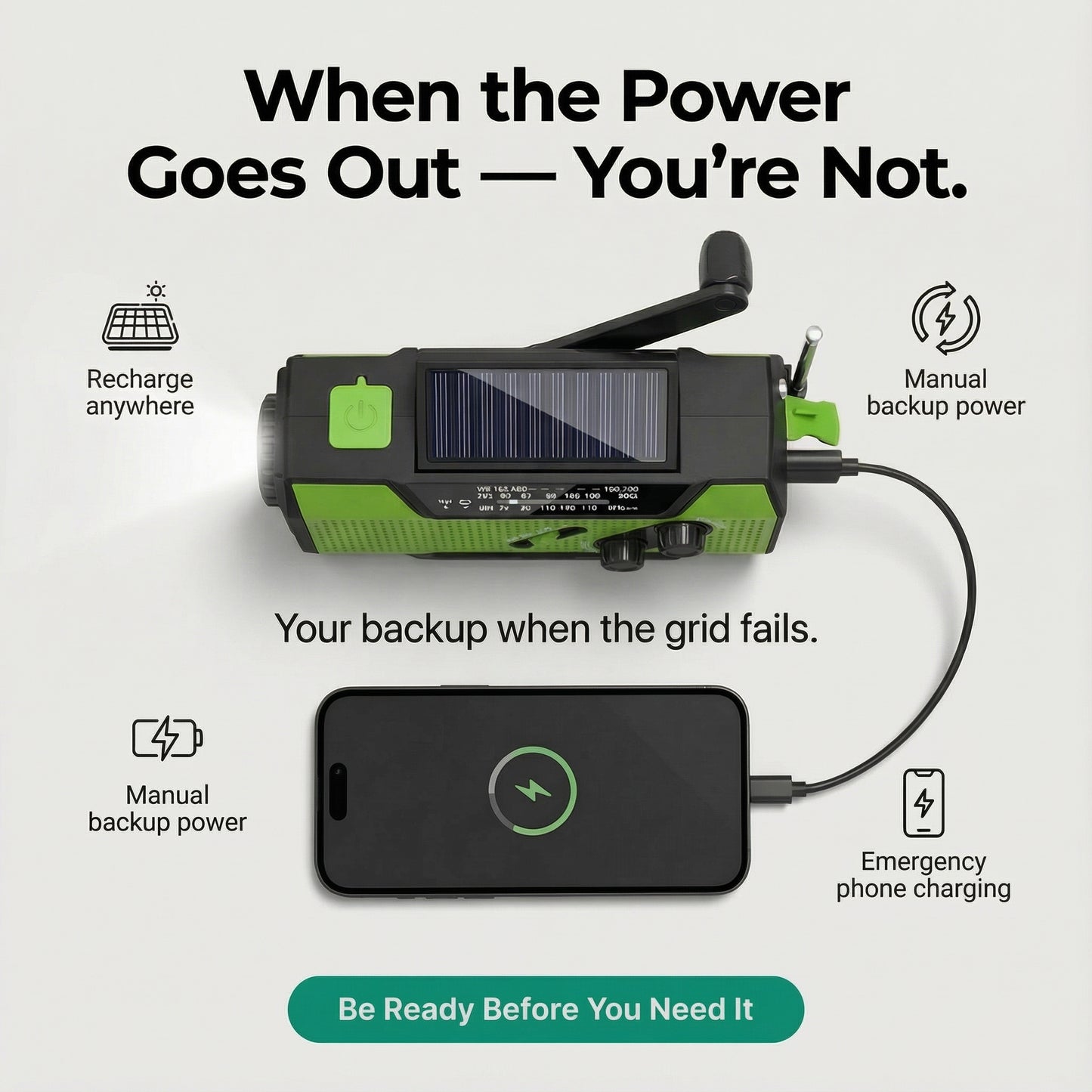 StormSafe Pro™ Wind-Up Survival Radio & Power Bank